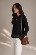 0059 MAGLIA DONNA CON PIZZO NELLE MANICHE E NEL FONDO.TESSUTO IN MISTO VISCOSA - immagine 3