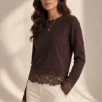 0059 MAGLIA DONNA CON PIZZO NELLE MANICHE E NEL FONDO.TESSUTO IN MISTO VISCOSA