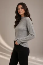 3002 MAGLIA DONNA COLLO ALTO CON MICROLAVORAZIONE TESSUTO IN MISTO VISCOSA - immagine 5
