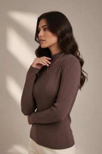 3002 MAGLIA DONNA COLLO ALTO CON MICROLAVORAZIONE TESSUTO IN MISTO VISCOSA - immagine 4