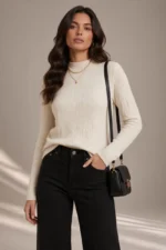 3002 MAGLIA DONNA COLLO ALTO CON MICROLAVORAZIONE TESSUTO IN MISTO VISCOSA - immagine 3