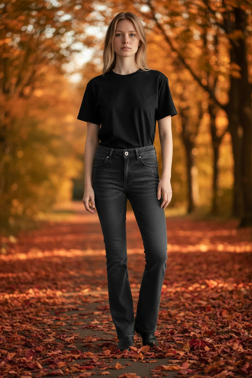 3072 (2) JEANS A TROMBETTA CON STRASS 3072 - immagine 1