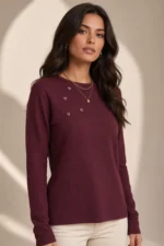 3123 MAGLIA DONNA CON LUREX CUORICINI APPLICATI VESTIBILITA' MORBIDA TESSUTO IN MISTO VISCOSA