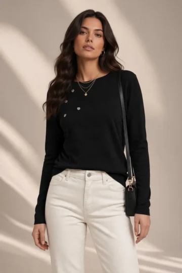 3123 MAGLIA DONNA CON LUREX CUORICINI APPLICATI VESTIBILITA' MORBIDA TESSUTO IN MISTO VISCOSA - immagine 5