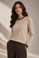 4341 MAGLIA DONNA LUREX E BORDO IN CONTRASTO TESSUTO IN MISTO VISCOSA.VESTIBILITA' MORBIDA