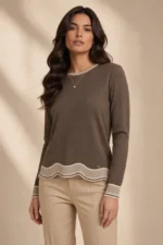 4341 MAGLIA DONNA LUREX E BORDO IN CONTRASTO TESSUTO IN MISTO VISCOSA.VESTIBILITA' MORBIDA - immagine 3