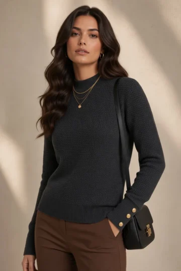 4384 MAGLIA DONNA CON LUREX MISTO VISCOSA.REGULAR FIT CON BOTTONI ORO SUI POLSINI - immagine 4