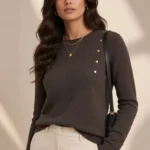 4829 MAGLIA DONNA CON LUREX BORCHIE APPLICATE REGULAR FIT MISTO VISCOSA