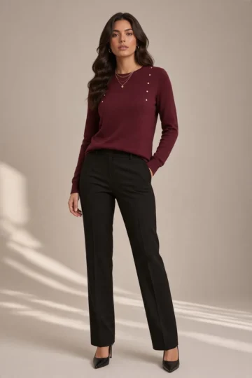 4829 MAGLIA DONNA CON LUREX BORCHIE APPLICATE REGULAR FIT MISTO VISCOSA - immagine 2