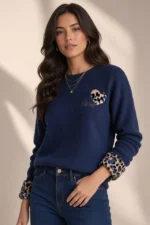 4918 MAGLIA DONNA POLSINO IN VELLUTO FATTO A CAMICIA - immagine 3