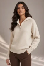 5337 MAGLIA CON CAPPUCCIO/STRASS E BOTTONI TESSUTO IN MISTO VISCOSA.VESTIBILITA' MORBIDA