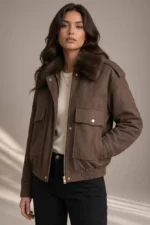 7136 GIUBBINO DONNA TRAPUNTATO MODELLO BOMBER.COLLO IN ECOPELLICCIA REMOVIBILE
