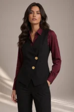 8835 GILET DONNA BOTTONI GIOIELLO DORATI.ABBINA AL PANTALONE COD.5202