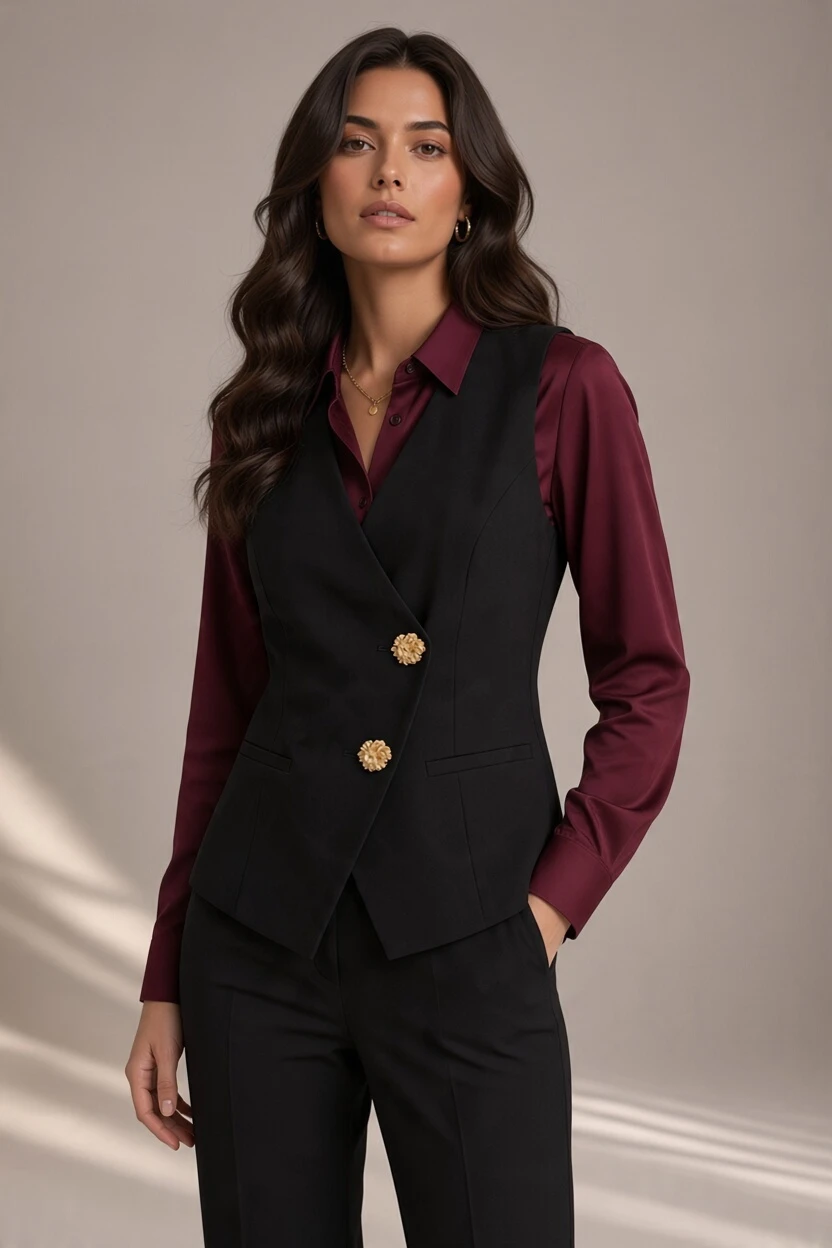 8835 (3) 8835 GILET DONNA BOTTONI GIOIELLO DORATI.ABBINA AL PANTALONE COD.5202 - immagine 1