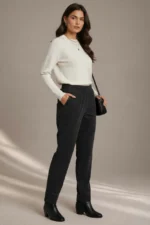 001 PANTALONE DONNA GAMBA DRITTA A COSTINE.ELASTICIZZATO E CON ELASTICO IN VITA - immagine 7