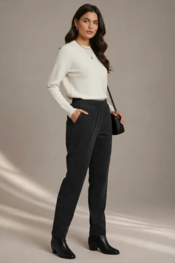 001 PANTALONE DONNA GAMBA DRITTA A COSTINE.ELASTICIZZATO E CON ELASTICO IN VITA - immagine 7