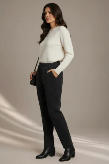 001 PANTALONE DONNA GAMBA DRITTA A COSTINE.ELASTICIZZATO E CON ELASTICO IN VITA - immagine 8