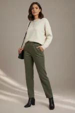 001 PANTALONE DONNA GAMBA DRITTA A COSTINE.ELASTICIZZATO E CON ELASTICO IN VITA - immagine 4