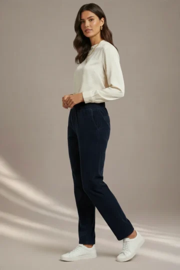 001 PANTALONE DONNA GAMBA DRITTA A COSTINE.ELASTICIZZATO E CON ELASTICO IN VITA - immagine 3