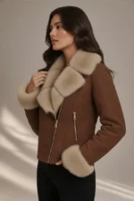 1552 CAPPOTTO DONNA SIMILPELLE SCAMOSCIATO INTERNO IN ECOPELO COLLO E POLSI REMOVIBILI - immagine 2